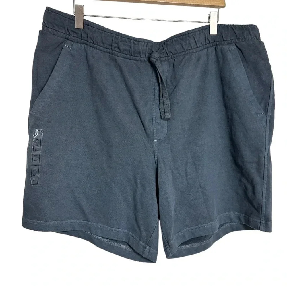 VRST mens‎ XXL black washed twill terry 7” inseam pull on minimalist short